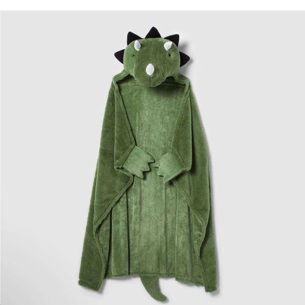Dinosaur Kids' Hooded Blanket Pillowfort™: Wearable Faux Fur Green
Size 40”x50”
